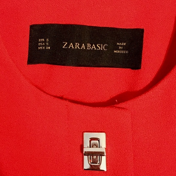 ZARA tailored holiday red brass turnlock blazer size S - Picture 8 of 10